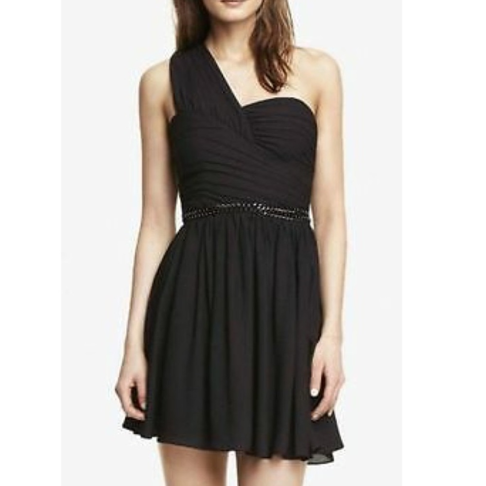 Express One Shoulder Black Dress
